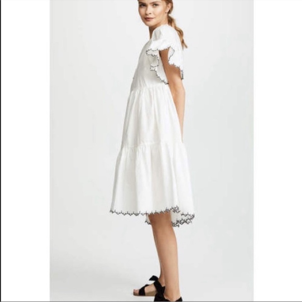 Ulla Johnson Dress Size 8 Rosemarie White Embroidered - Picture 4 of 6
